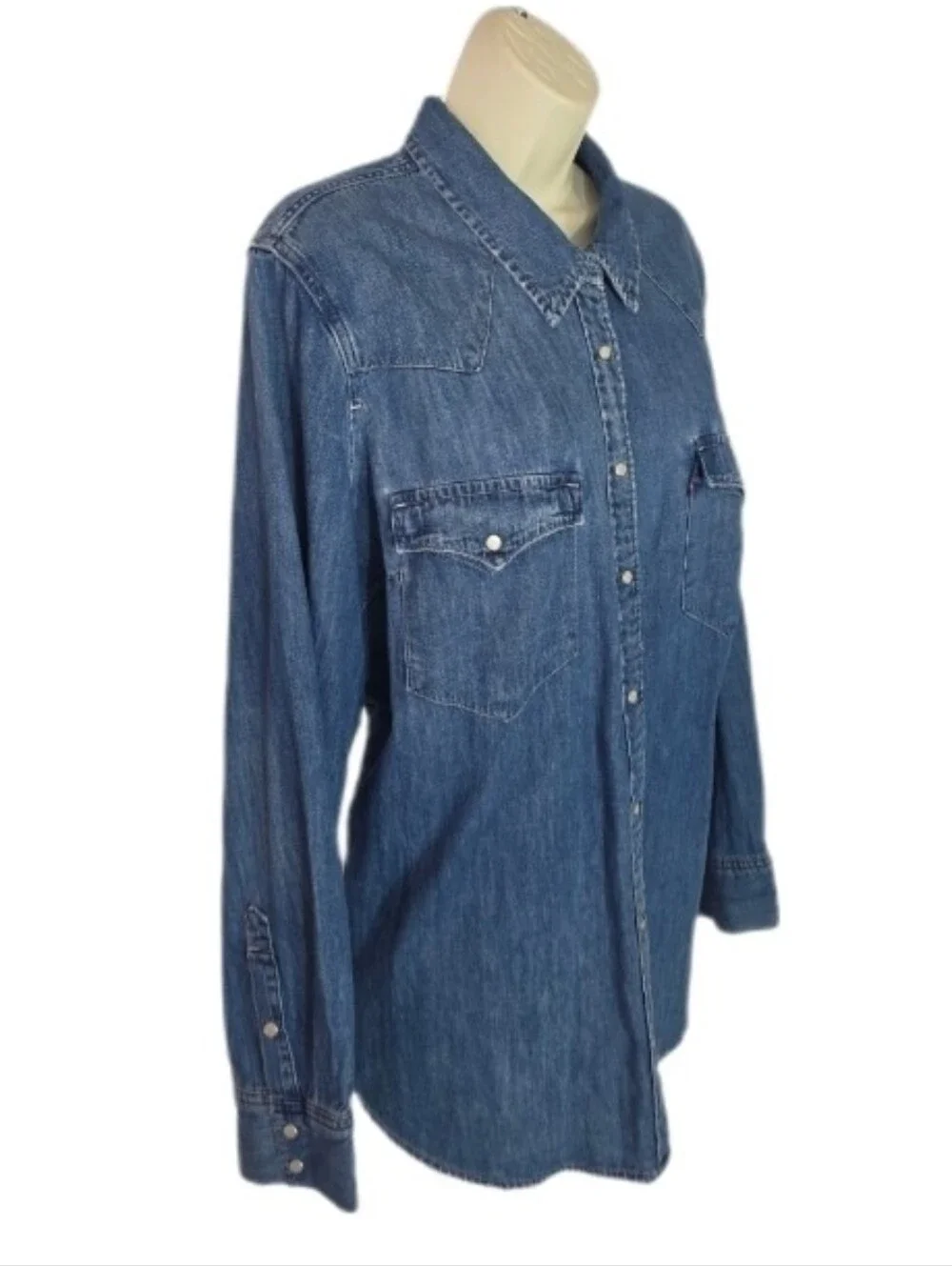 Levi's Shirt Ultimate Denim Button Up Longsleeve 100% Cotton Blue Plus Size 2X - Picture 3 of 16